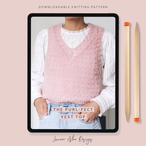 Knitting Pattern - 'The Purl-fect Vest Top' / Mohair vest knitting pattern