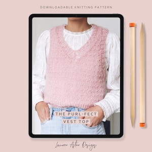 Knitting Pattern - 'The Purl-fect Vest Top' / Mohair vest knitting pattern