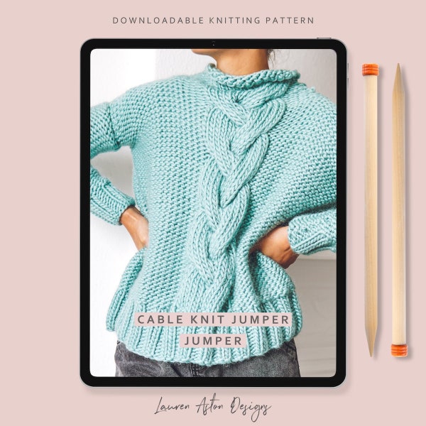 Knitting Pattern - Cable Knit Jumper, instant download, sweater pattern, DIY jumper pattern, super chunky knitting pattern, oversized jumper