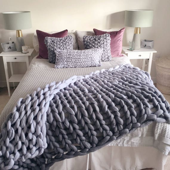Ombre chunky knit blanket clearance