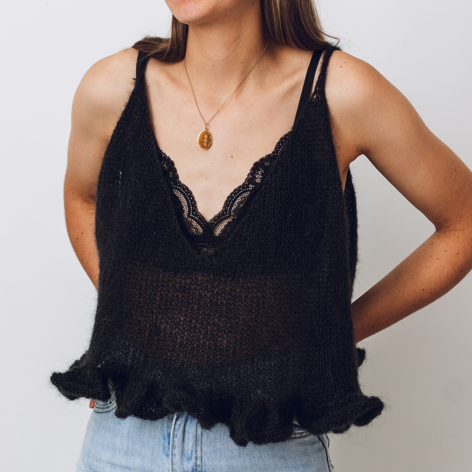 Knitting Pattern - Frill Seeker Camisole Vest | Mini Mohair