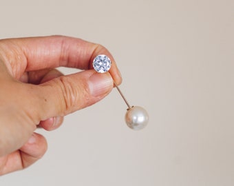 Bling Bar / Diamante & pearl adorned pin - an alternative to buttons for your knits