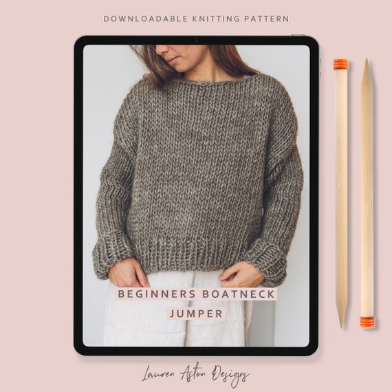Knitting Pattern - Boatneck Jumper - Perfect for Knitting Knitting Pattern - Boatneck Jumper - Perfect for Knitting