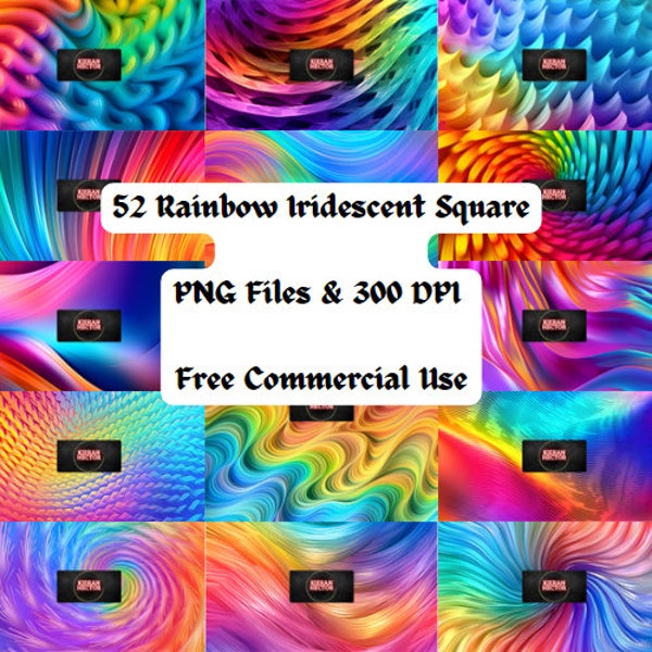 Dazzling Rainbow Iridescent Square: High Resolution, Commercial Use