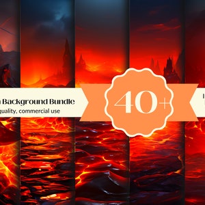 Vurige Fusion: 60 lavaachtergronden + 120 ontwerpen - Etsy-vermelding met gratis commercieel gebruik!
