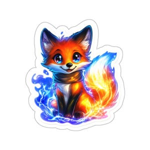 Fox Kiss-Cut Sticker, Colorful Kawaii Sticker for Crafts, Scrapbooking, Laptop Decals, Cute Animal Planner Accessories