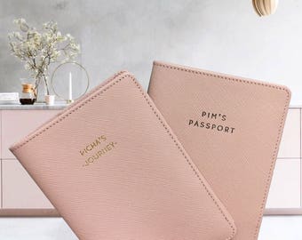 Passport Cover - Monogram Passport- Personalized Leather Passport Holder - Passport Cases - Passport Cover - Wedding Gifts (Baby Pink)
