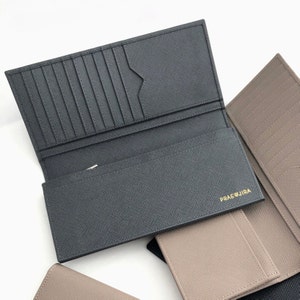 FREE Shipping! Personalized Leather Wallet - Monogram Leather Wallet - Customized Long Wallet  (Ash Saffiano)