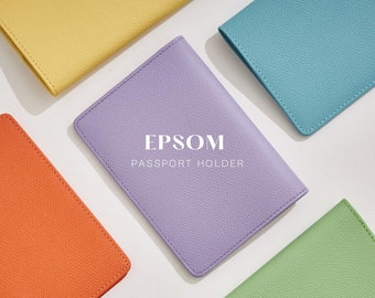 Epsom-leer (GRATIS verzending! voor bestelling> 150USD) Paspoorthoes - Monogram Paspoorthouder - Gepersonaliseerde paspoorthouder (klassiek lettertype)