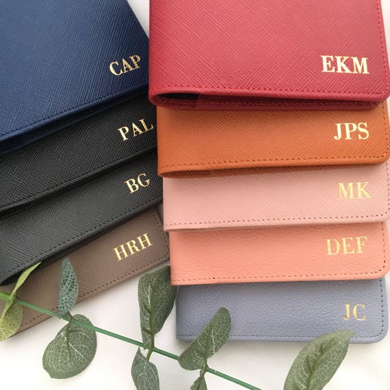 Personalized Leather Passport Holder: Monogrammed Passport Cover, Classic Font