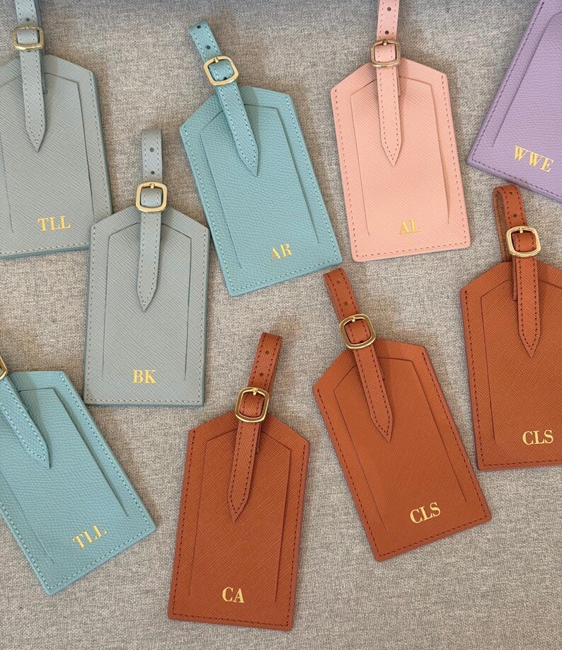 Half Price! Pre-made Leather Luggage Tag With Initials: Monogrammed ...