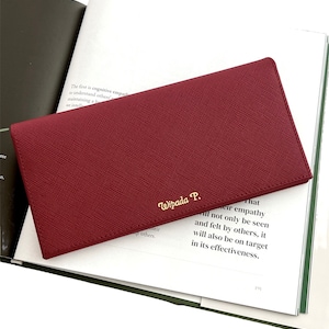 Personalized Leather Wallet - Monogram Leather Wallet - Customized Long Wallet - Long Wallet - Bridesmaids Gift  (Red)