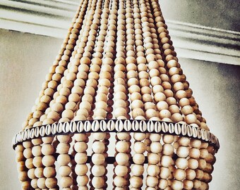 Wooden Beaded Shell Chandelier
