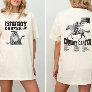 Merchandising de la gira Cowboy Carter de Beyoncé 2025, camiseta de rodeo de dos caras Cowboy Carter de Beyoncé, camiseta unisex con gráfico retro de concierto, regalos para ella