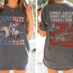 Mercancía de la gira Rodeo Cowboy Carter de Beyoncé 2025, camiseta de dos caras Cowboy Carter de Beyoncé, camiseta unisex con gráfico retro de concierto, regalos para ella
