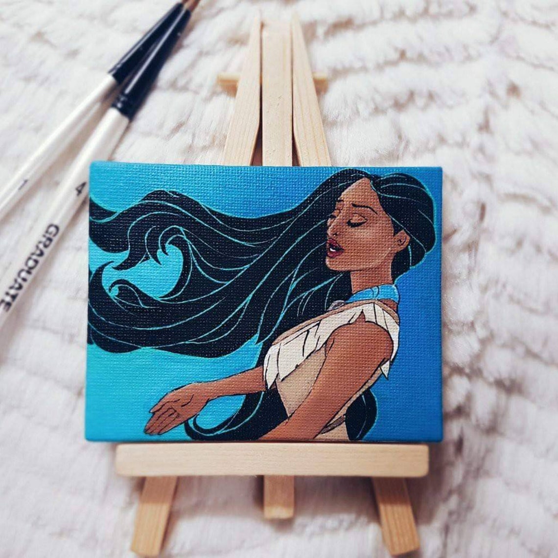 Mini lienzo pintado a mano personalizado con caballete Etsy
