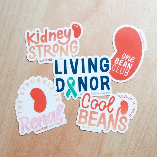 Cool Beans Stickers | Kidney Disease Awareness Stickers | Kidney Stickers | Polycystic Kidney Disease Stickers