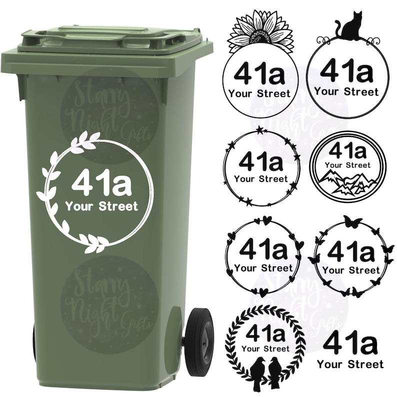 Custom Wheelie Bin Number Stickers Recycling Bin Numbers Etsy