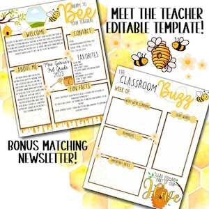 Tema Editável Honey Bee Conheça o Formulário do Professor e o Boletim da Aula - Conjunto de Modelos do Professor | Panfleto de volta às aulas | introdução do professor