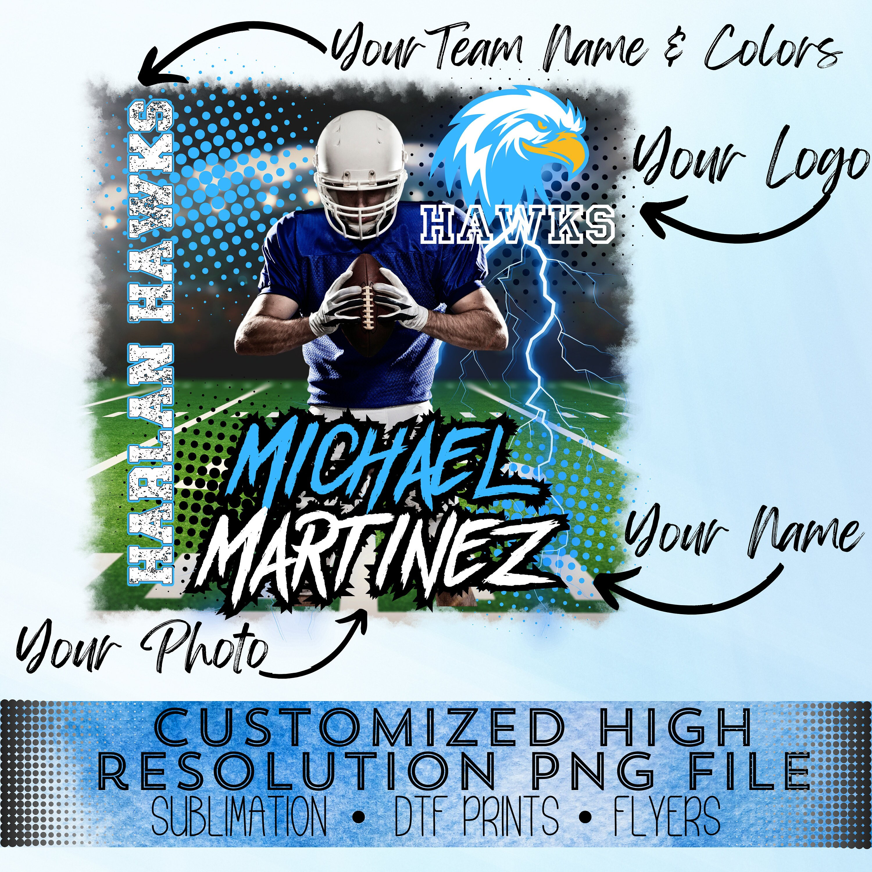 Personalized Football Game Day Shirt: Custom Name & Number Sports Tee