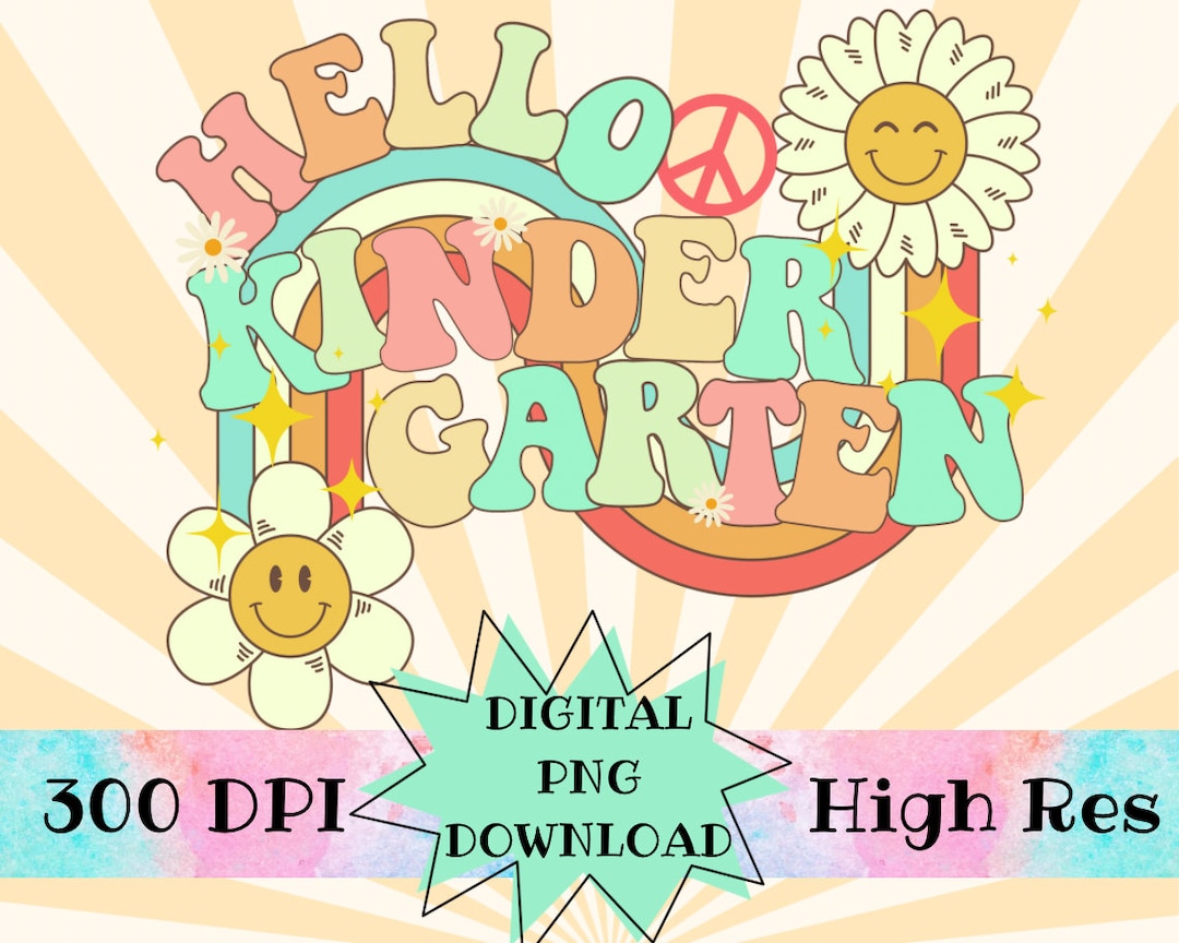 Hello Kindergarten Retro Font Digital PNG File Back to School Retro ...