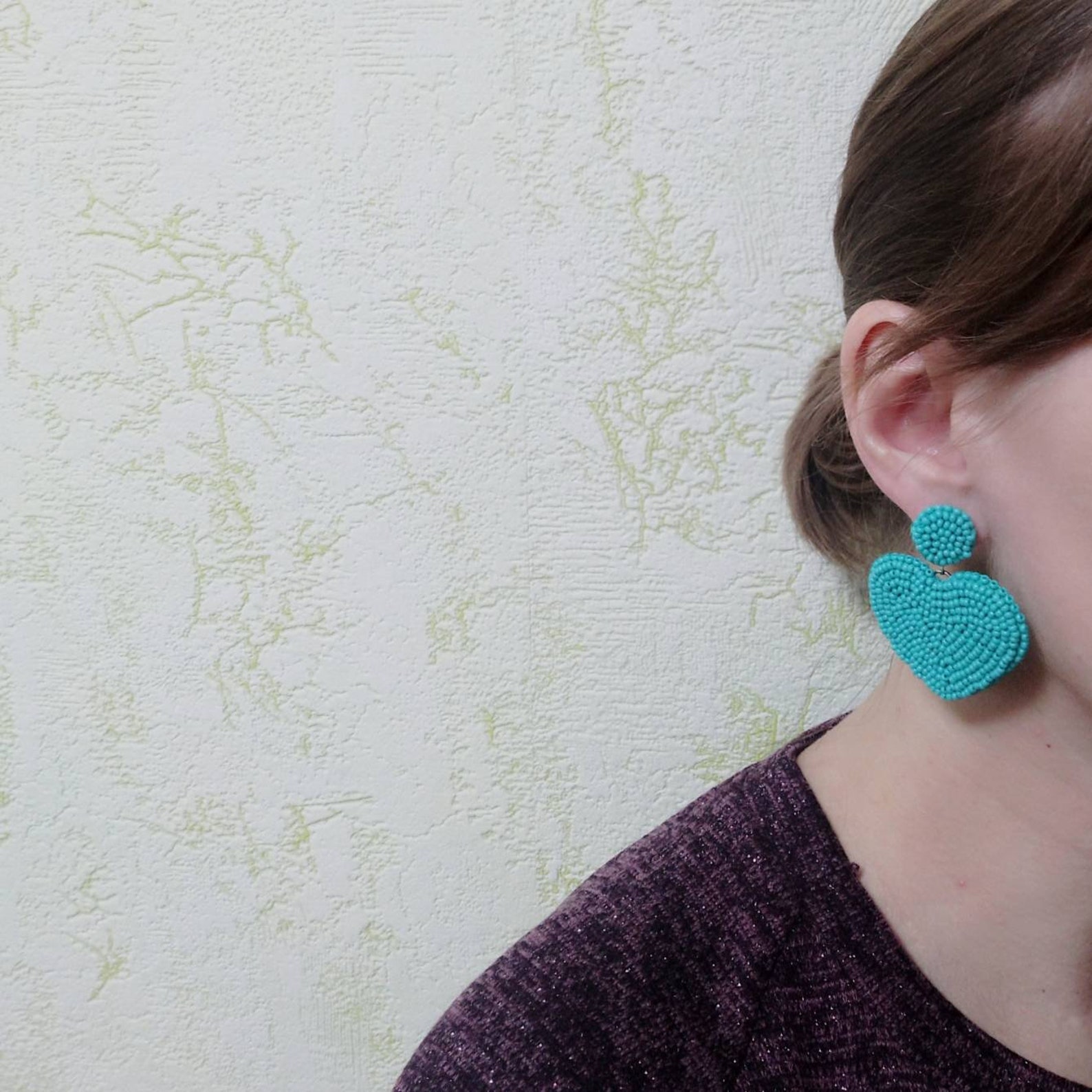 Heart earrings Beadwork earrings Statements earrings Trending Etsy