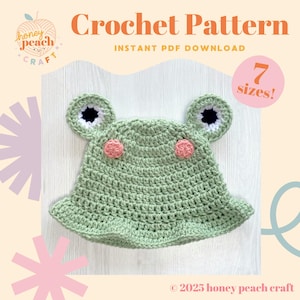 Modèle de chapeau de bob au crochet grenouille pour bricolage chapeau pour bébé et tout-petit Chapeau d&#39;Halloween enfants et adultes Tutoriel de modèle de chapeau de grenouille mignon pour parents astucieux