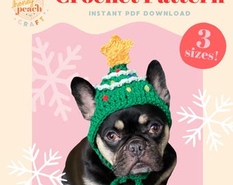Christmas Tree dog hat crochet pattern | DIY xmas costume | festive pet accessory | handmade pet winter outfit | holiday photo prop