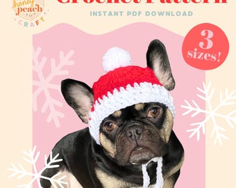 Santa dog hat crochet pattern | DIY xmas Father Christmas costume | festive pet accessory | handmade pet winter outfit | holiday photo prop