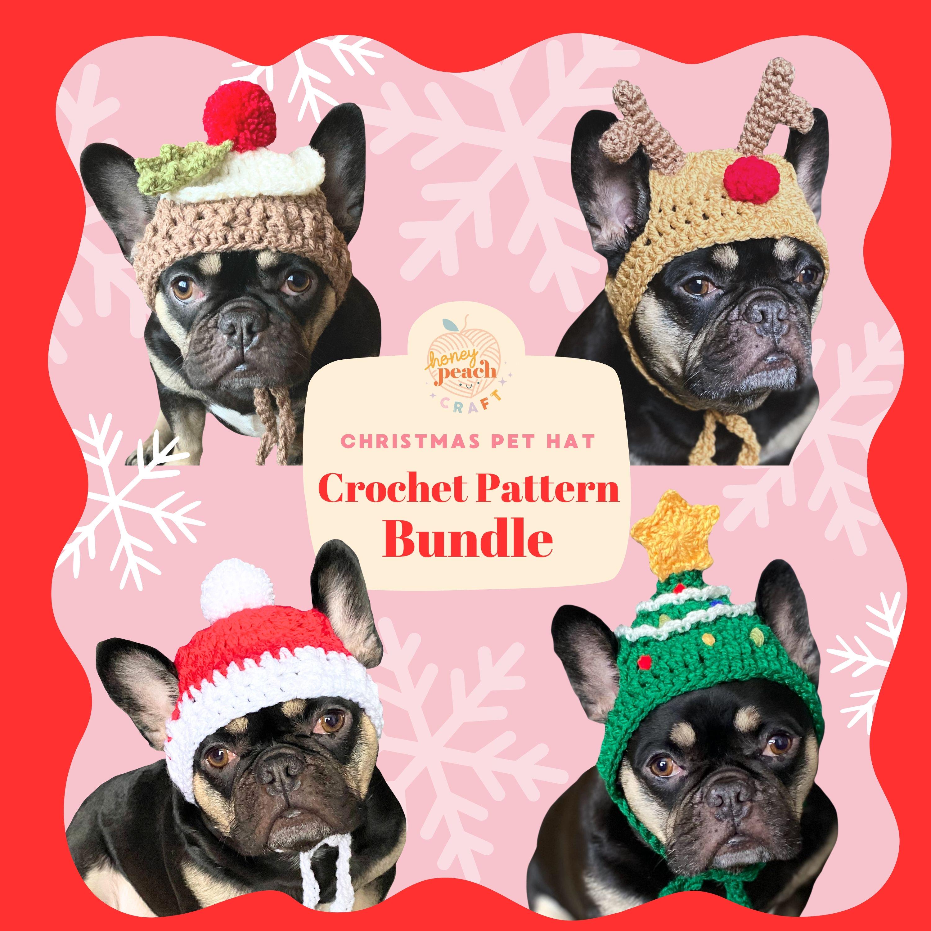 39 Dog Hat Crochet Patterns to Make for Photos, Gifts, and Festive Dress-Up 27 Christmas Dog Hat Crochet Pattern Bundle DIY xmas costume