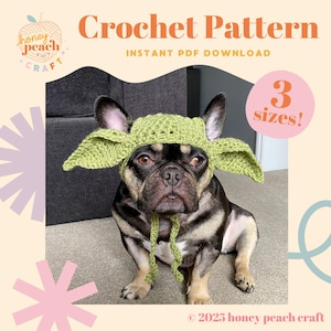 Yoda Hundemütze Häkelanleitung – Grogu Pet Kostüm Anleitung | DIY Halloween Hundezubehör | Gehäkelte Mütze für Hunde