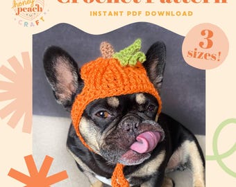 Pumpkin dog hat crochet pattern DIY pet costume Halloween puppy hat pattern cute dog accessory crochet dog hat tutorial fancy dress
