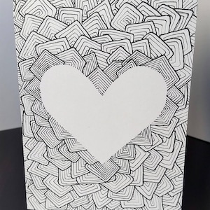 Zentangled coeur sympathie carte de voeux - chagrin, deuil, perte d’un être cher