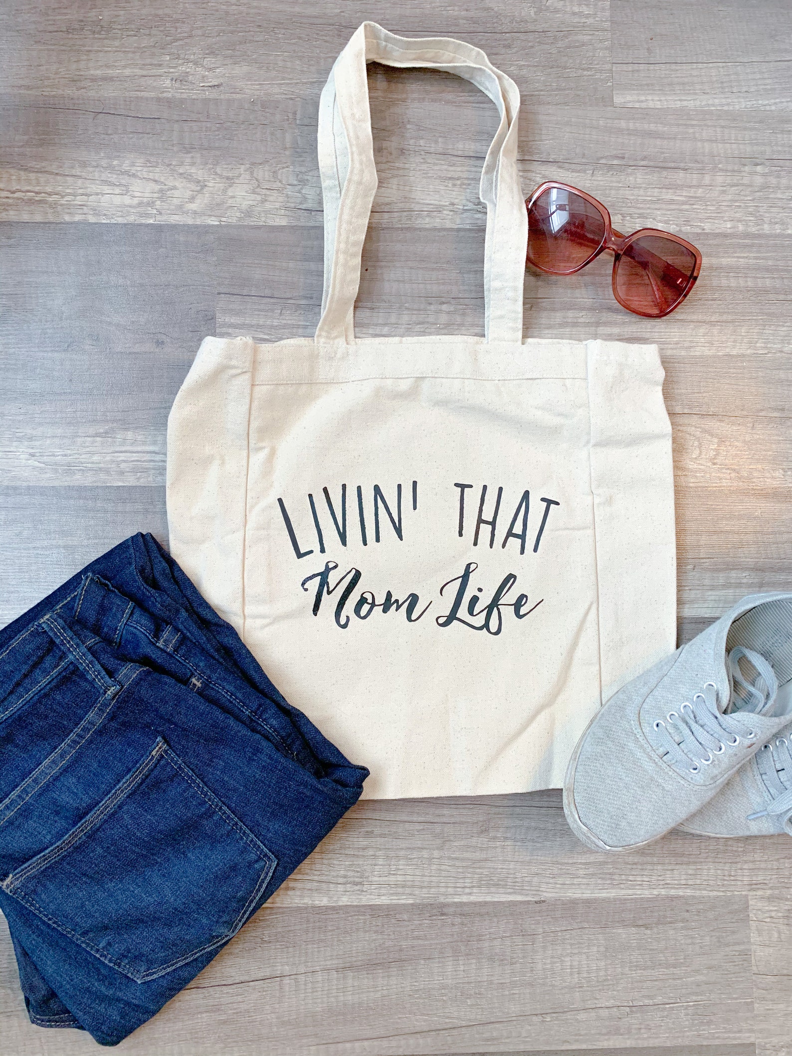 Living That Mom Life Funny mama tote bags mama totes mom | Etsy