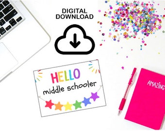 Hello Middle Schooler | Happy Mail for Students | Postcard for Students | Note From Teacher | Happy Mail from Teacher | Teacher Postcards