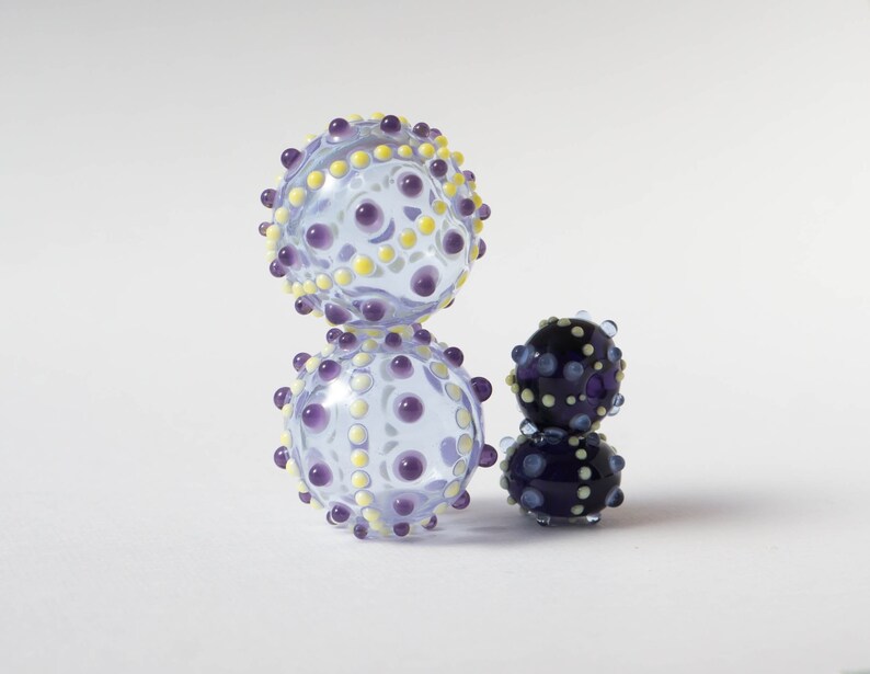 Hollow lampwork beads with dots Sea urchin lampwork beads Etsy