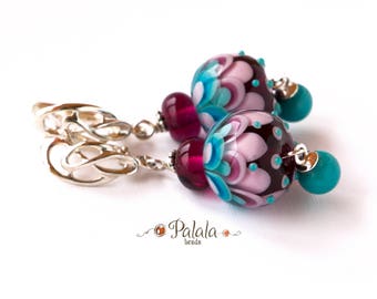 Handmade Lampwork Beads and Sterling Silver Earrings, Lampwork Jewelry, Lampwork Earrings