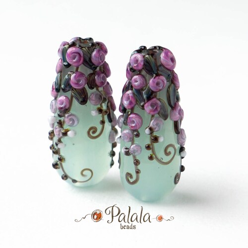 Lampwork Flower Beads Lampwork Glass Beads Pink Rose Beads Etsy