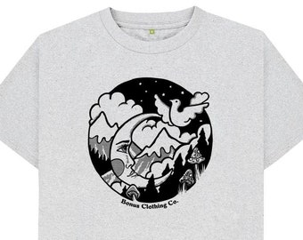Moon Mountain Mushrooms Recycled T-shirt For Outdoors Lovers