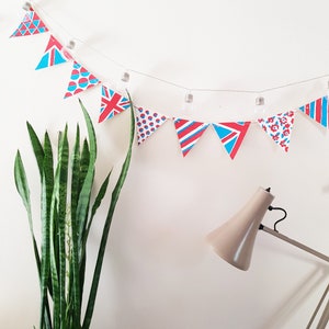 Große britische Papier Wimpelkette zum Ausdrucken - Rot, Weiß und Blau - Union Jacks