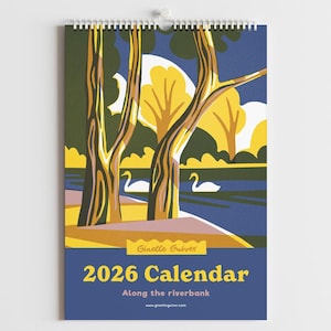 Large 2026 illustrated calendar - Rivers, lakes and waterfalls | A3 or A4 size