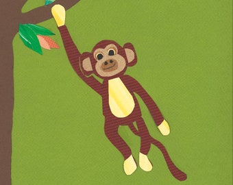 Happy Monkey ORIGINAL paper artwork, from the Jungle Friends Series