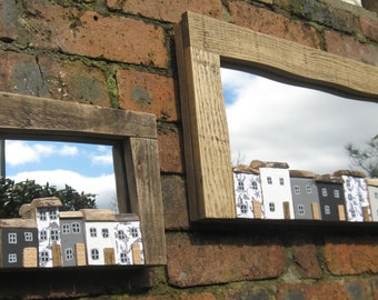 FUNCKLES Set of 2 Driftwood mirrors Nautical cottages - Grey