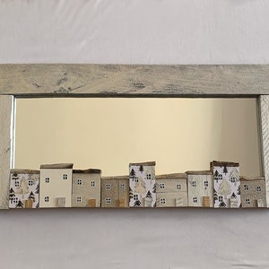 Christmas Gift Silver Mirror with houses a joyful decoration Signed Great housewarming/wedding/Christmas Gift gift
