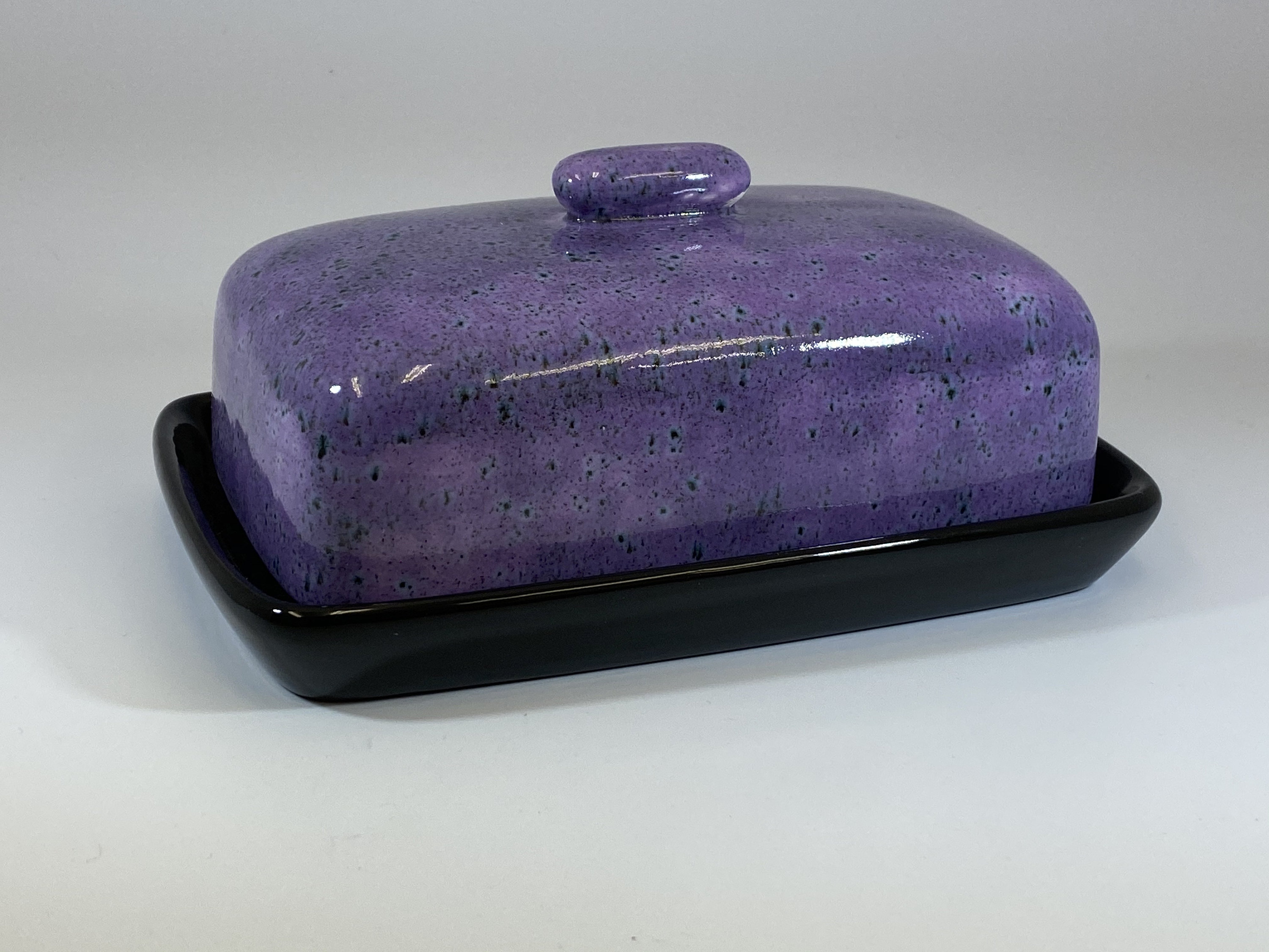 Butter Dish with Purple Speckle Lid Etsy