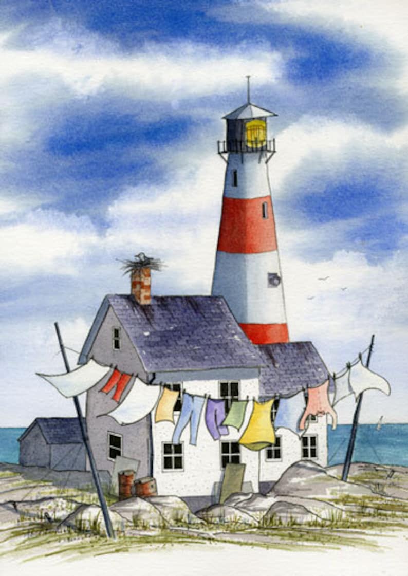 Art Print, Beach, Lighthouse, Signed and Numbered Print image 1