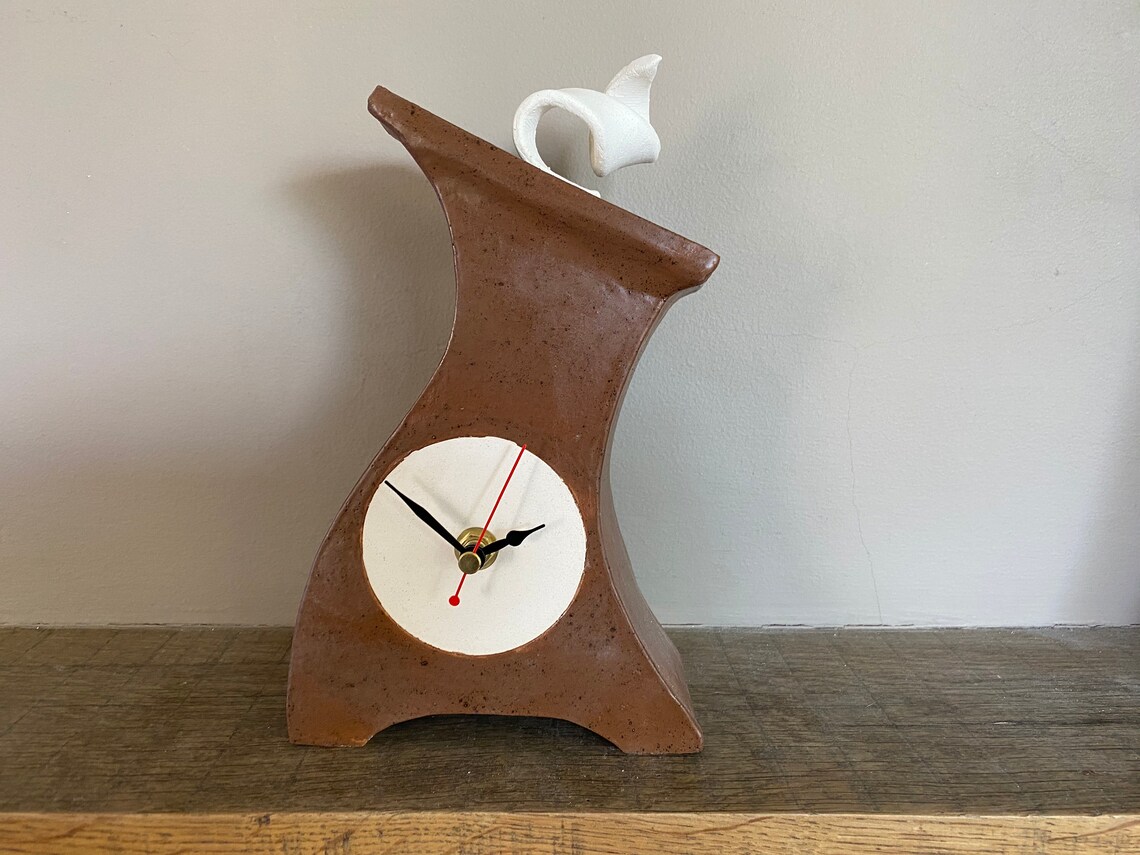 Clocks Mantel Clock Handmade Pottery Clock Mantel Clock Etsy