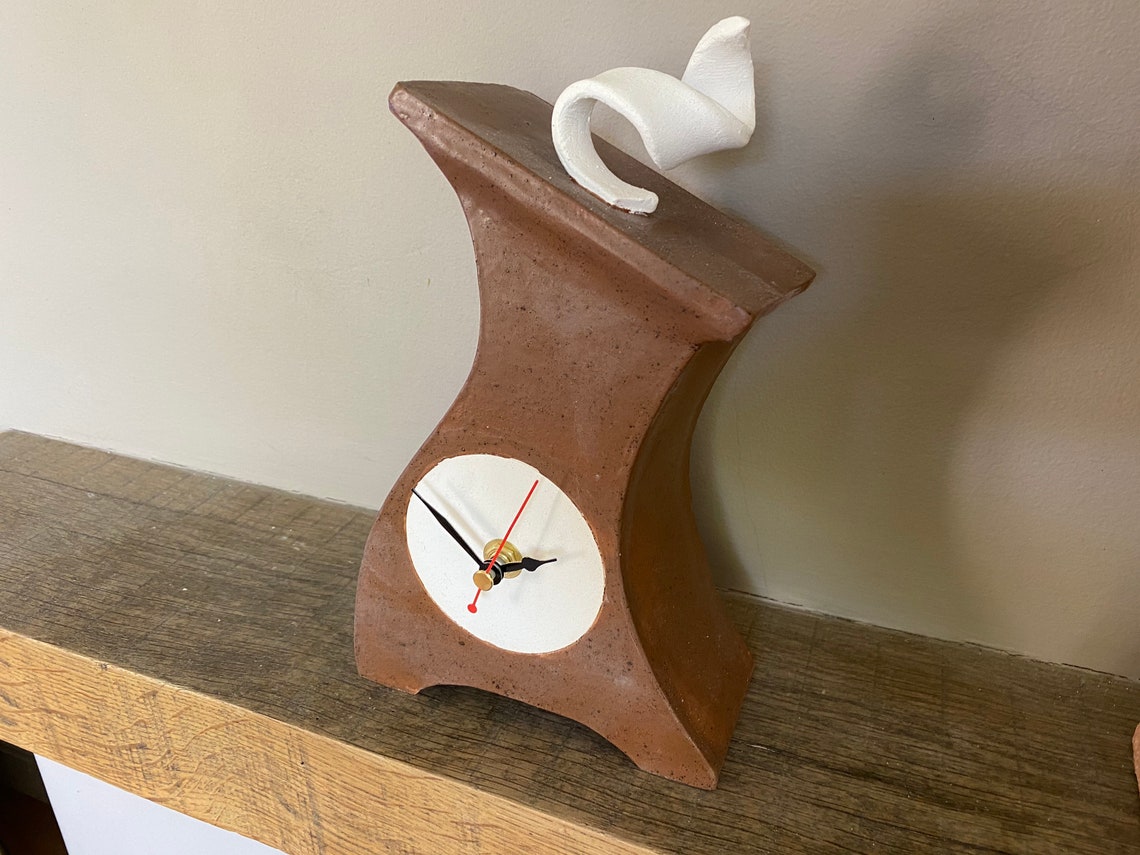 Clocks Mantel Clock Handmade Pottery Clock Mantel Clock Etsy