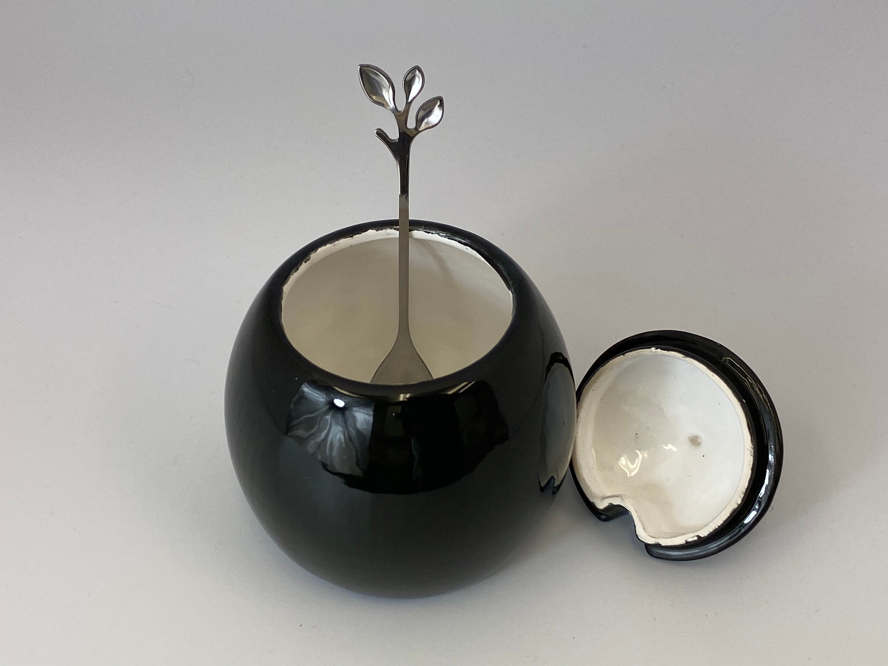 Handmade Black Butter Dish and Sugar Bowl with Silver Leafy Etsy