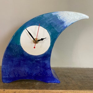 Tabletop Clock, Wave Handmade Ceramic Design